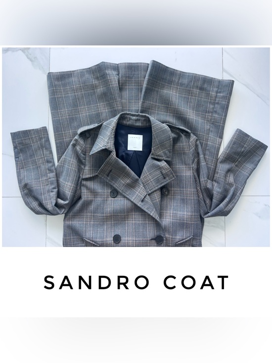Sandro Jackets & Blazers - Sandro coat size 4 36 trench plaid brown grey Roselier